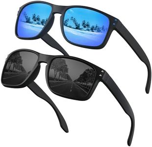 OJIRRU Polarized Sunglasses for Men Women 2 Pack Sports Sun Glasses Classic Rectangular Shades UV400 Protection for Men Women Sports Outdoor Driving Fishing Sunglasses