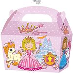 Diamante Crafts 10 Party Boxes -Themed Character Cardboard Lunch Food Loot Treat Box - 20 Design (Princess - 10 Boxes)