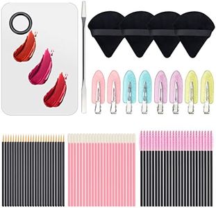 Disposable Makeup Applicators Kit with Makeup Mixing Palette Triangle Makeup Puff Makeup Artist Supplies Disposable Mascara Wands, Lip Brushes, Eyeliner Brushes, Hair Clips Powder Puffs for Face