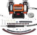 VEVOR Bench Buffer Polisher, Bench Buffer Grinder Polishing & Buffing Machine for Metal/Jewelry/Wood/Jade/Plastic/Silver DIY, with Wool/Abrasive Fiber Wheel/Grinding Wheel,100pcs Tools, 3590RPM