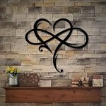 Infinity Heart Wall Decor, Unique Infinity Heart Metal Art Wall Decor Love Sign Steel Wall Plaques Bedroom Ornaments for Home Wedding Decor, Room Living Room Decoration (Black, 15.7x14inch)