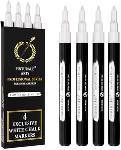 Pinturale Arts Set 4 Feutre Blanc Effacable Pour Tableau Noir | Pointe Extra Fine 1mm | Feutre Craie Effacable Tableau Noir | Stylo Craie Blanc Pour Vetre, Virre, Ardoise