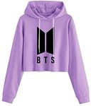 FUNKY MONKEY Women's Cottonblend Regular Hooded Neck Hooded Sweatshirt (Bts_Purple_Ch_Purple_11 Years-12 Years)