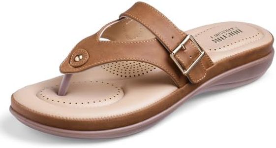 DOCTOR EXTRA SOFT Women's Flat Comfortable Memory Foam Slippers/Flip-Flops Fashion Stylish Casual Diabetic Orthopedic Lightweight Synthetic Slip-on Sandals with Adjustable Strap for Girls/Ladies D-623-Tan-6UK