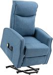 HOMCOM Power Lift Massage Recliner Chair, Electric Linen Fabric Reclining Chair with 8 Vibration Points, Remote Control, Side Pockets, Blue
