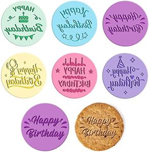 6 Pcs Happy Birthday Fondant Embosser Cookie Stamps 3D Design Cookie Cutters Happy Birthday Fondant Stamp for Party Decorating Fondant Icing Cupcake Cookie Cake (Birthday)