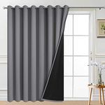 Yakamok Gray 100% Blackout Patio Door Curtains for Villa, Thermal Backing Sliding Glass Door Drape with Silver Grommet, Full Shading Curtain Panels for Bedroom(1 Panel, 100W x 84L, Grey)