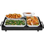 Chefman Electric Warming Tray with Adjustable Temperature Control, Perfect For Buffets, Restaurants, Parties, Events, and Home Dinners, Large 21” x 16” Glass-Top Surface Keeps Food Hot – Black