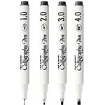 Artline Calligraphy Set – Pack of 4 Black Calligraphy Pens with Assorted Nib Sizes (1, 2, 3 & 4mm). Calligraphy Pens for Writing & Illustration. Water-Resistant Ink – Genuine Hand Writing Pens