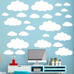 31 Pcs White Clouds Wall Decal Stickers Mixing Size for Kids Bedroom Decor Home Decor Vinyl Cloud Mural Decals Sticker Baby Nursery Room Wallpaper Art Decoration Poster