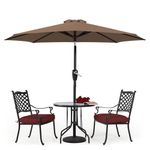 THESHELTERS - Premium Center Pole Garden Umbrella with Stand - Large Outdoor Lawn Patio Umbrella Perfect Choice for Lawn, Resorts, Poolsides | UV Protection - Adjustable Height (Brown)