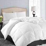 Queen/Full Soft Quilted Down Alternative Comforter All Season Hotel Collection Reversible Duvet Insert with Corner Ties, Warm Fluffy (White 88 by 88 Inches)