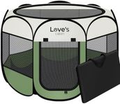 Love's cabin Pet Puppy Dog Playpen, Large Dog Tent Crates Cage Indoor/Outdoor, Portable Playpen for Cat, Foldable Pop Up Dog Kennel Playpen with Carring Case, Removable Zipper Top, Olive Green