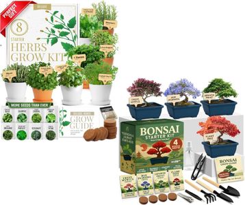 HOME GROWN Gift Herb Kit – 8 Herb Seeds & HOME GROWN Bonsai Tree Starter Kit