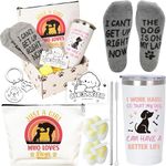 Dog Lovers Gifts for Women - Dog Mum Birthday Gifts with Travel Tumbler Mug Makeup Bag Keychain Paw Candle Pet Lovers Relaxing Gift Basket for Best Friend Sister Mum