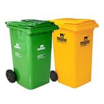 Nilkamal Dustbin | 120 Liter | Big dustbin with lid and extra large size | Dustbin with wheels | Outdoor garbage cans |Green & Yellow Pack of 2