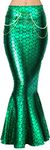 Spooktacular Creations Adult Metallic Hologram Shiny Mermaid Skirt Costume Role Play. Waist Pearl Chain Included Green