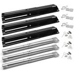 Criditpid Universal Barbecue Replacement Parts for Master Chef, Broil King, Dyna-Glo, Charbroil, 11.75" up to 21" Adjustable Heat Plate Shields & 12" to 17 1/2" Pipe Burner Tube, 3 Pairs.