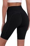 TCA Women's Equilibrium Yoga Workout Athletic Gym Running High Waisted Short with Phone Pocket - Black, M