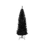 HOMCOM 7FT Artificial Christmas Tree Holiday Xmas Holiday Pencil Tree Decoration with Automatic Open for Home Party, Black