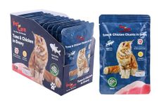 Pet en Care Wet Cat Food, Pure Tuna & Chicken Chunks in Gravy, Pack of 12 (12 X 100g) | Wet Food for Kittens | All Life Stages