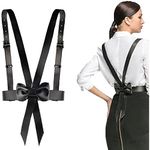 JUNRU Punk Body Harness Black PU Body Chain Bow knot Strap Waist Belt for Women and Girls