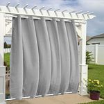 Fcosie Grey Outdoor Curtains for Patio Waterproof Extra Wide 120 W x 96 L Inch, Rustproof Grommet Canvas Curtains Drapes Shades for House Outside Deck Open-air Dining Home Outdoor Patio, 1 Panel