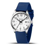 Mens Watches Analog Quartz Watch 30M Mens Waterproof Watch Fashion Business Casual Mens Designer Watch with Date Wrist Watches for Men (Silver White Blue)