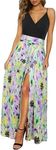 Newshows Women's Sun Dress Spring Fashion 2025 V Neck Spaghetti Strap Floral Sleeveless Casual Bridal Shower Party Laua Vacation Long Maxi Dresses(Green Floral Purple, S)