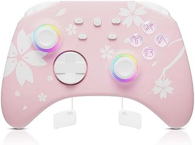 Mytrix Wireless Pro Controllers for Nintendo Switch, Windows PC iOS Android Steam/Steam Deck, Sakura Pink Bluetooth Controller with Programmable, Headphone Jack, Adjustable LED Light/Turbo/Vibration