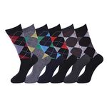 COSHAL® 3 Pairs Men’s Dress Socks Mens Suit socks Cotton Rich Classic Suitable for Work Casual Wear Breathable Durable Smart Argyle Dress Soft Men Dress Socks Size (6-11) Dress Argyle