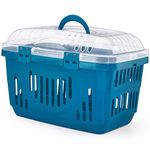 CAT CENTRE Blue & Transparent Lid Pet Dog Puppy Cat Carriers Basket Bag Cage Portable Travel Kennel Training Box