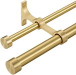 Lwiiom Double Curtain Rods with Aluminum End Cap and Full Surround Brackets,1-Inches Front and 5/8 Inches Back Adjustable between from 36 to 72 Inches (3-6 Feet),Brass Double Window Drapery Rod for