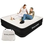 Englander Queen Air Mattress with Built in Pump Raised - Double High, 600 LB Weight Capacity - Luxury Size Camping Mattress - Blow Up Floor Bed for Home - Microfiber, Waterproof Airbed with Patch Kit