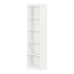 South Shore Furniture Axess Collection 5-Shelf Narrow Bookcase, Pure White