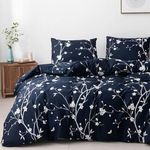 Lekesky King Size Duvet Cover Sets Blue - Floral Bedding Sets Soft Microfiber, White Flowers on Blue Kingsize Duvet Cover Sets with 2 Pillowcases for King Bed 230x220 cm, Lightweight Duvet Sets Blue