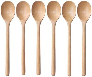 Wooden Spoons, 6 Pieces 9 Inch Wood Soup Spoons for Eating Mixing Stirring, Long Handle Spoon with Japanese Style Kitchen Utensil, ADLORYEA Eco Friendly Table Spoon (Beech, 9 Inch)