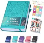 Ospelelf 2025 Leather Undated Daily Planner (5.5 x 8.5''), Weekly & Monthly Life Planner, Organizer Notebook & Productivity Journal. A5 Hardcover with Stickers(Turquoise)