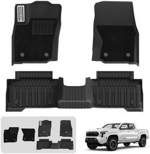 3W Floor Mats&Carpet for Toyota Tacoma 2024-2026 Double Cab Auto Tran(Not Fit Hybrid & XtraCab) with Metal Pedals, TPE All Weather Custom Fit Floor Liner for Tacoma TRD/SR/SR5/limited Car Liners.