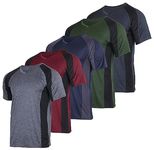 Echo 5 Pack: Men's V Neck Quick Dry Fit Dri-Fit Short Sleeve Active Wear Training Athletic Essentials T-Shirt Tee Fitness Gym Workout Undershirt Top-Set 1,XL