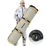 XCMAN Padded Snowboard Bag with Wheels,Adjustable Length 63-75In,Padded Bag for Air Traveling,Loading Capacity 100L… (Light Brown)