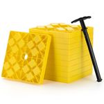 BYERNAUTO 10 Pack RV Leveling Blocks, Heavy Duty Camper Levels Blocks, Interlocking Leveling Blocks with Carrying Bag for Single and Dual Wheels Hydraulic Jacks Tongue Jacks Tandem axles Yellow