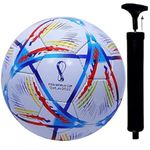 KMT Hand Stitched World Cup Qatar 2023 New Addition Football with Air Pump Size & Wet Ground, & Artifical Turf, International Match Ball, Size - 5 Pump & Pin (White)