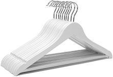 White Wood Bridal Dress Hangers Wooden Coat Hanger, Heavy Duty Clothes Hangers, Solid Wood Hangers for Shirts, Jackets, Pants, Wedding Dress, Bridesmaid Suits 10 Pack-HL01W