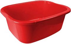 11 Litres Washing Up Bowl Rectangular Plastic Multi-Purpose Basin Mixing Sink Tidy Organizers (Red)