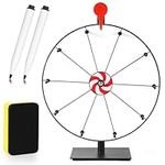 Spinning Prize Wheel, 12 Inch Tabletop Spinner 10 Slot Roulette Wheel for Prizes with Dry Erase Markers & Eraser Raffle Wheel for Trade Shows Carnival Fortune Spin Game