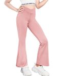 Arshiner Girls School Trouser Flared Pants High Waist Kids Bell Bottoms Leggings Pant Leg Sport Casual Yoga Pants for Kids Pink 140