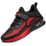 Boys Trainers Kids Running Shoes Child Athletic Shoes Casual Walking Shoes Boys Tennis Shoes Outdoor Sport Sneakers, Black Red, 1 UK