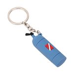 Mini Diving Theme Keyring, Air Cylinder Shape, PVC Scuba Diving Tank Keychain (Blue )