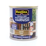 RUSTINS Quick Dry Poly Varnish Satin Oak 1ltr